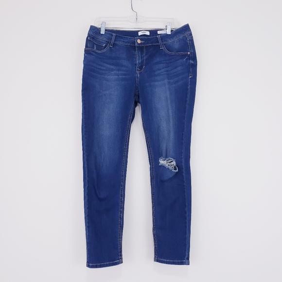 Kensie Jeans Effortless Ankle Distressed Blue Jean Size 10 / 30 Ripped Knee - Picture 1 of 6